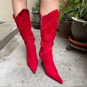 Vintage dark red Cesare Paciotti all leather boots